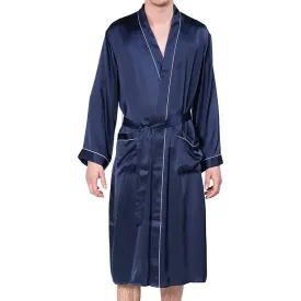 100%  Men's Silk Robe Luxury Long Silk Bathrobe Pure Male Silk Robes