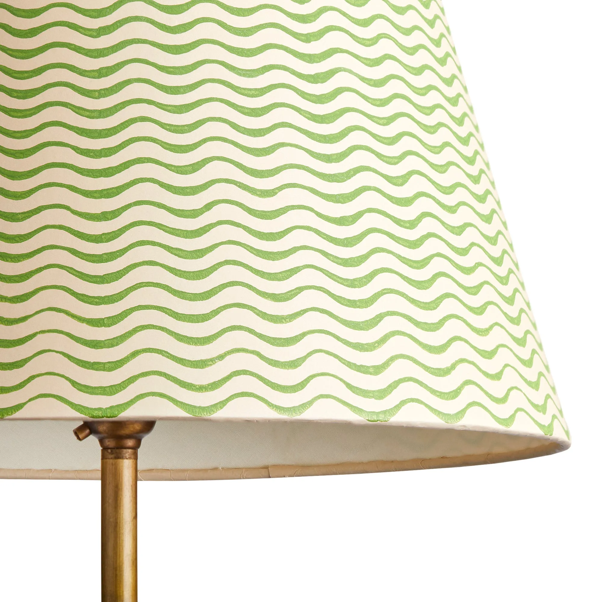 12cm tall tapered shade in classic green ripples hand painted card