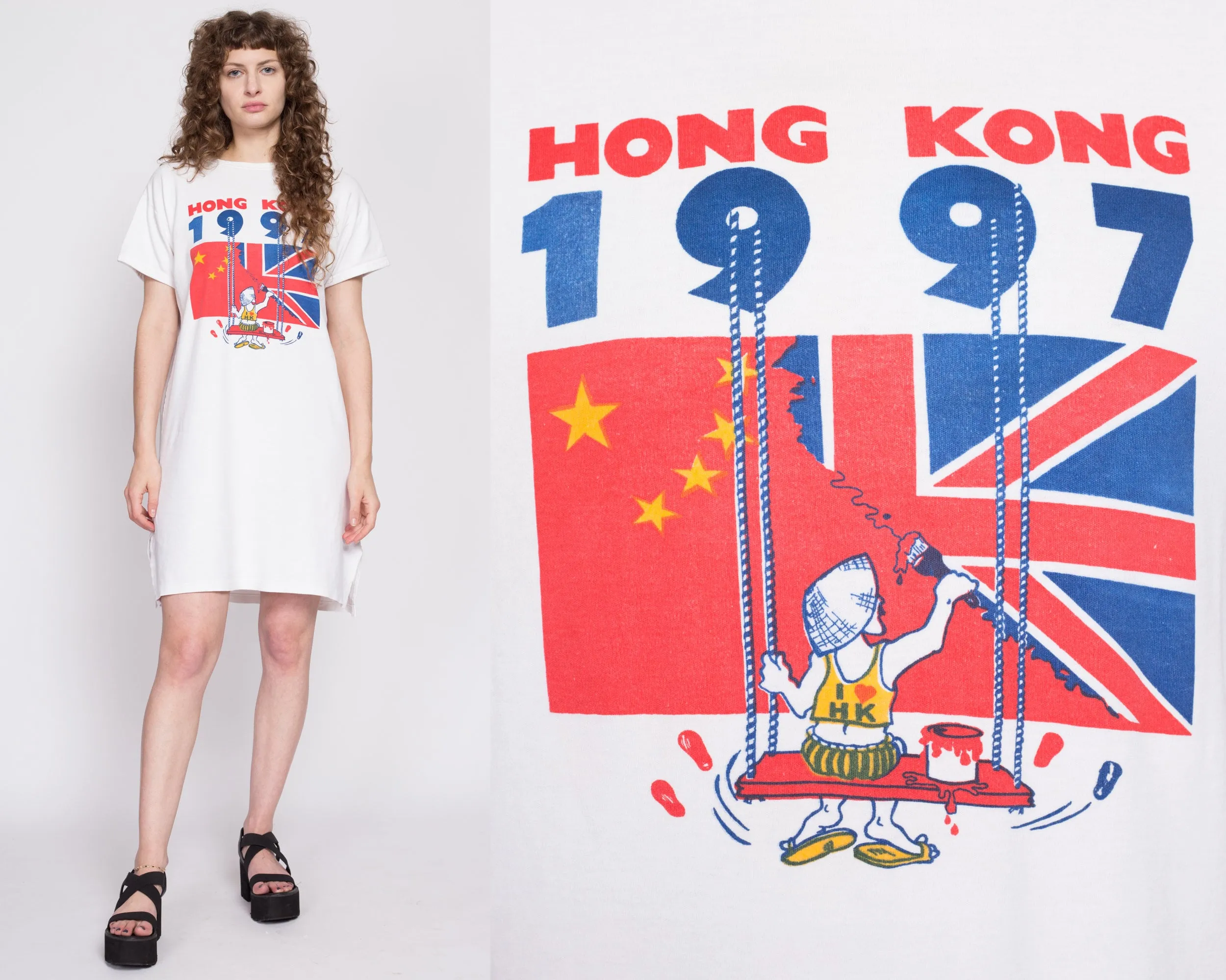 1997 Hong Kong Handover T Shirt Dress - One Size