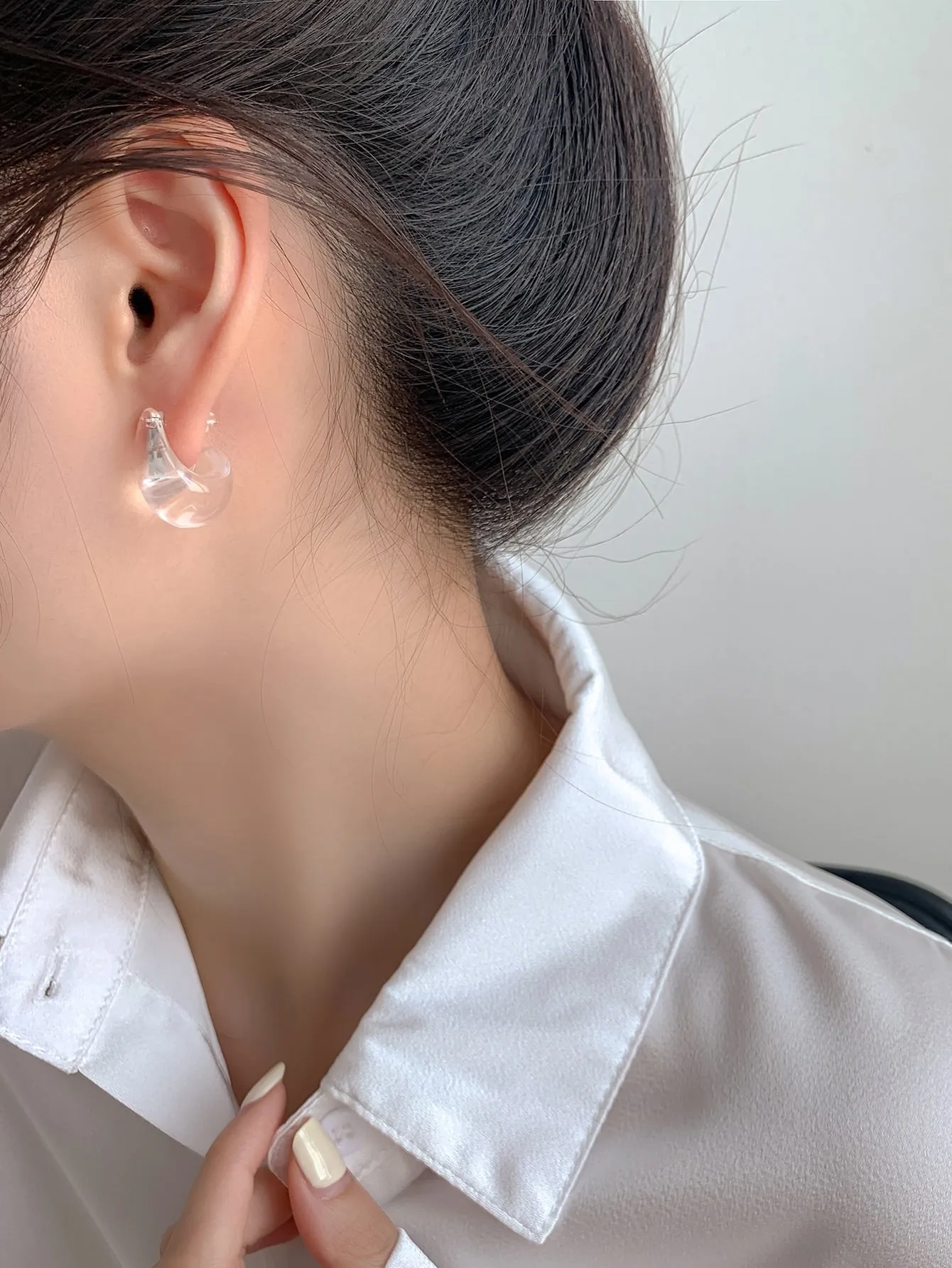 1pair Simple Clear Earrings