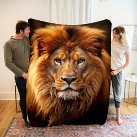 1pc Cozy Lion Print Flannel Blanket - Ultra-Soft, Warm, and Lightweight Throw for Travel, Sofa, Bed, Office, and Home Decor - Perfect Birthday or Holiday Gift for Boys, Girls, and Adults, Suitable for All Seasons