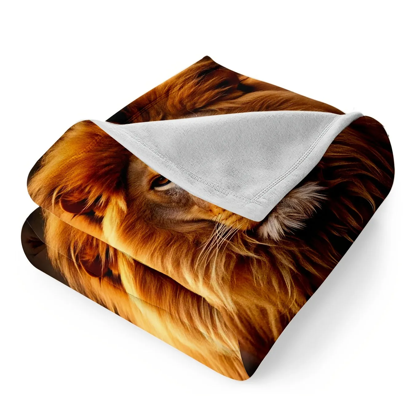 1pc Cozy Lion Print Flannel Blanket - Ultra-Soft, Warm, and Lightweight Throw for Travel, Sofa, Bed, Office, and Home Decor - Perfect Birthday or Holiday Gift for Boys, Girls, and Adults, Suitable for All Seasons