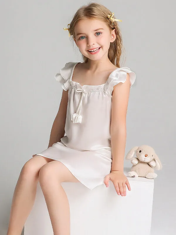 22 Momme Sweet Ruffled Silk Dress For Girls