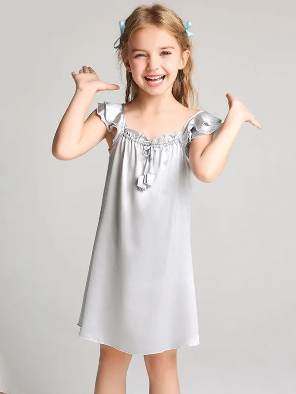 22 Momme Sweet Ruffled Silk Dress For Girls