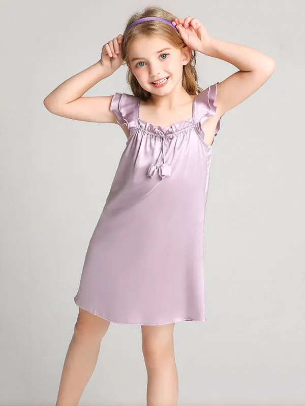 22 Momme Sweet Ruffled Silk Dress For Girls