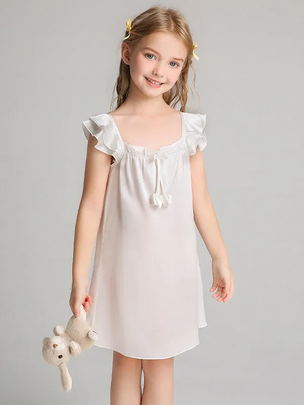 22 Momme Sweet Ruffled Silk Dress For Girls