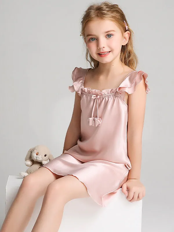 22 Momme Sweet Ruffled Silk Dress For Girls