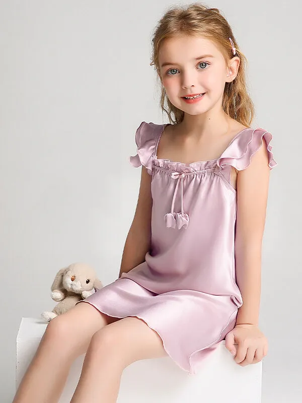 22 Momme Sweet Ruffled Silk Dress For Girls