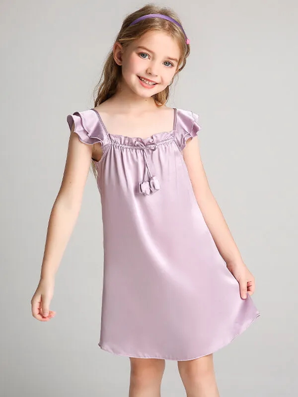 22 Momme Sweet Ruffled Silk Dress For Girls