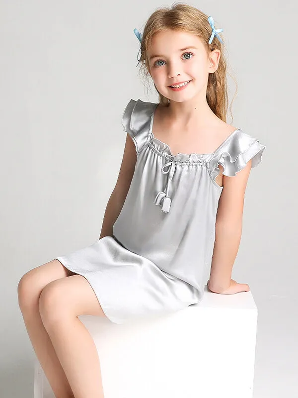 22 Momme Sweet Ruffled Silk Dress For Girls