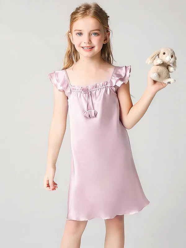 22 Momme Sweet Ruffled Silk Dress For Girls