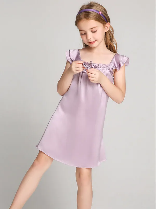 22 Momme Sweet Ruffled Silk Dress For Girls