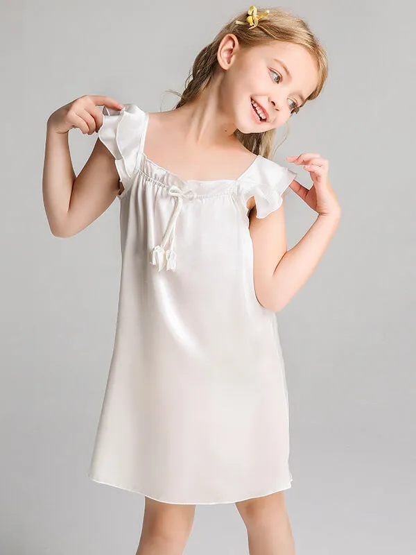 22 Momme Sweet Ruffled Silk Dress For Girls