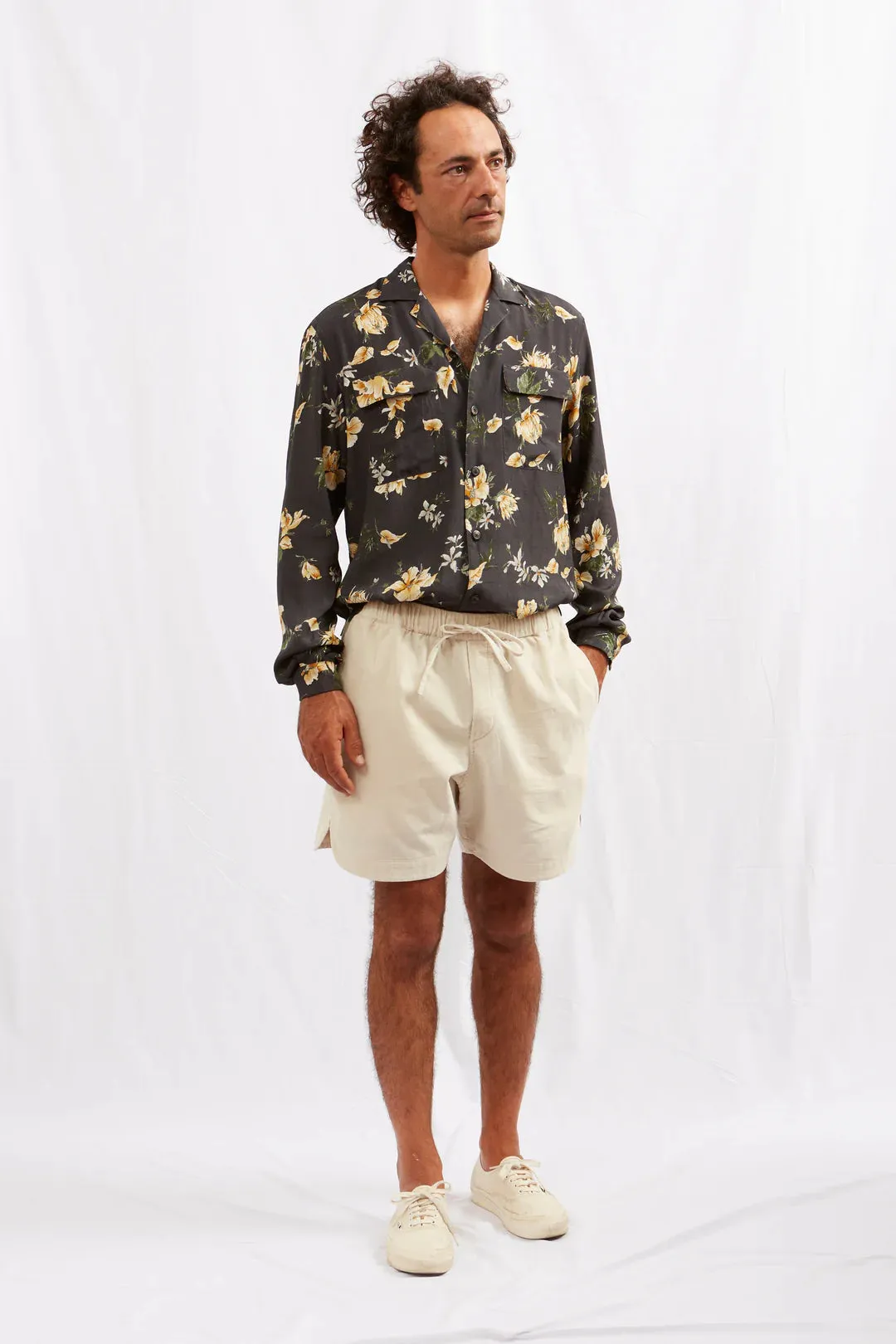 ABCL Floral Dark Grey Rayon Amedeo Shirt