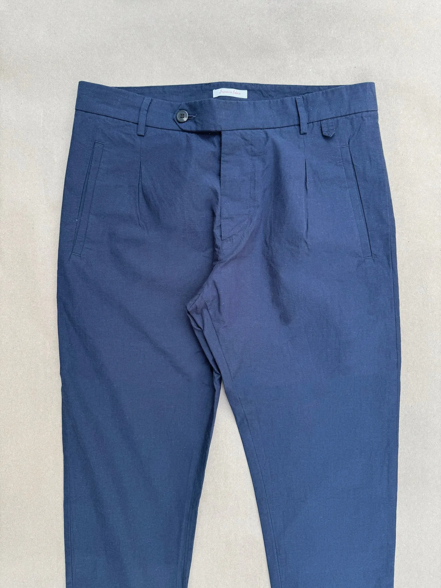 ABCL Navy Blue Cotton Linen Slim Paul Pant