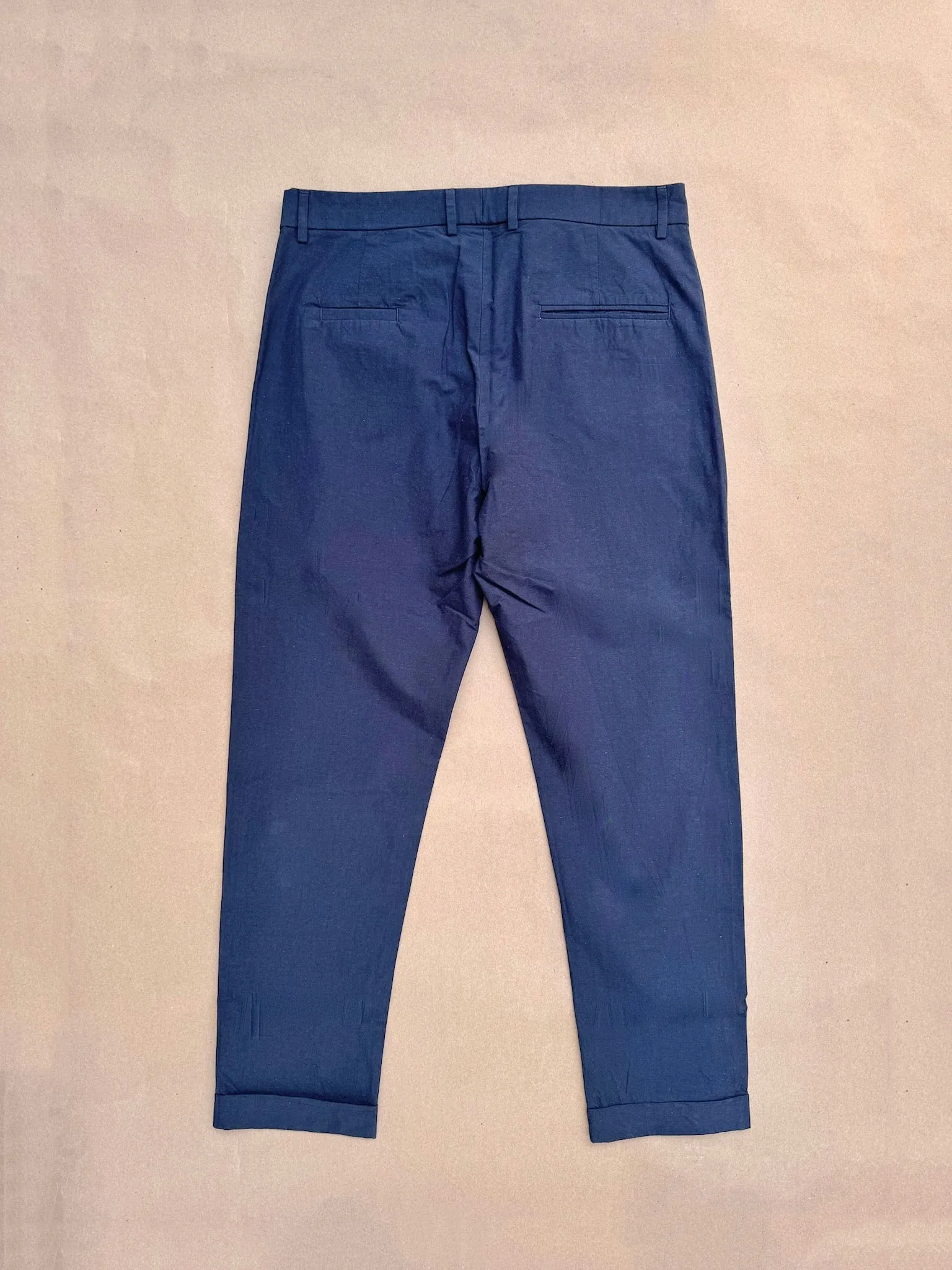 ABCL Navy Blue Cotton Linen Slim Paul Pant