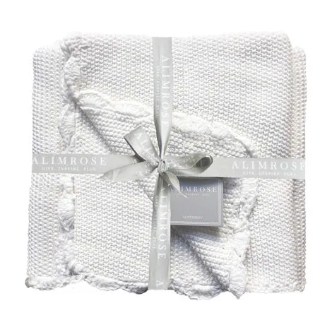 Alimrose Mini Moss Stitch Scallop Edge Blanket - Ivory