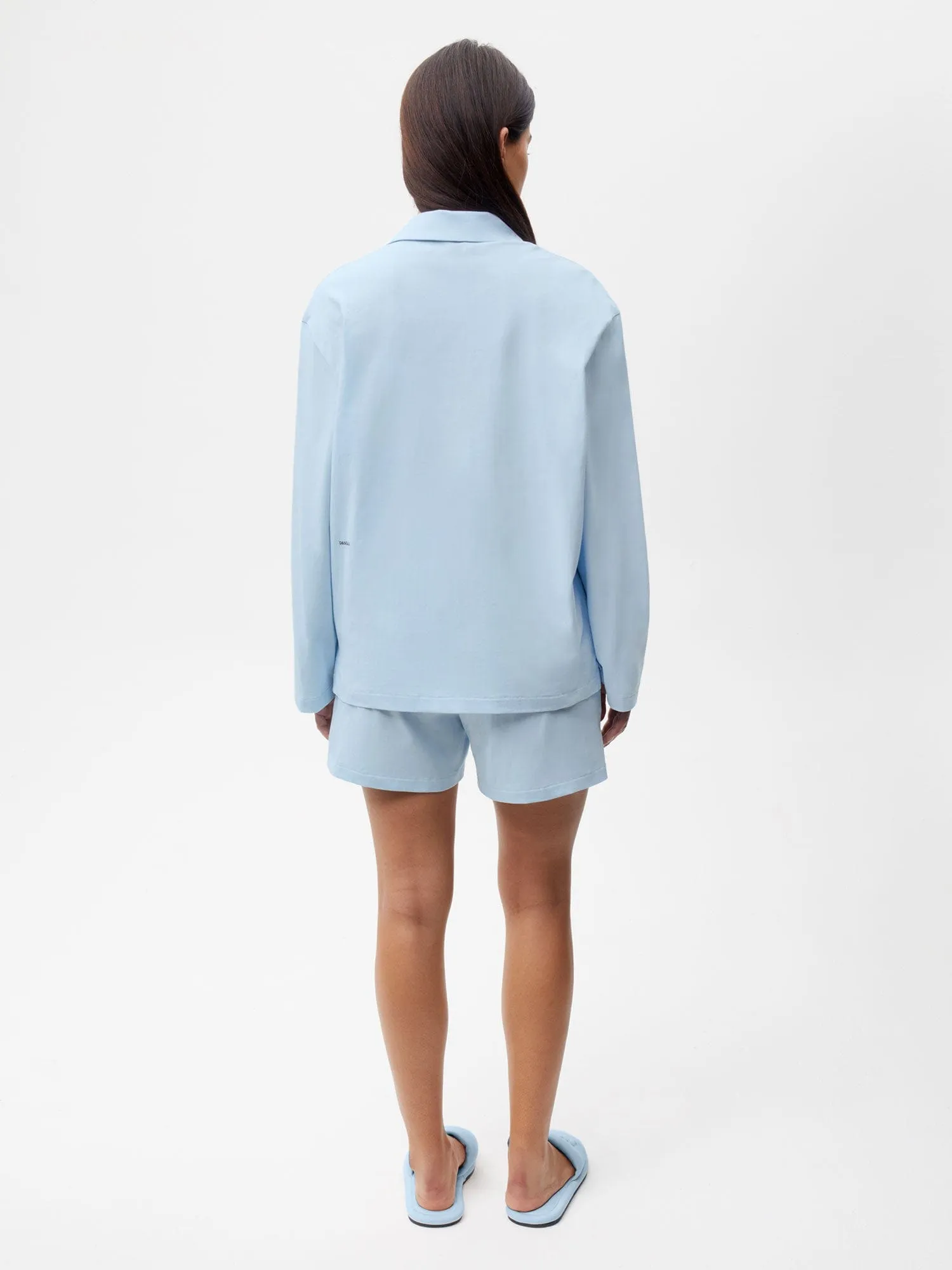 Archive Cotton Pajama Loose Shorts—moonstone blue