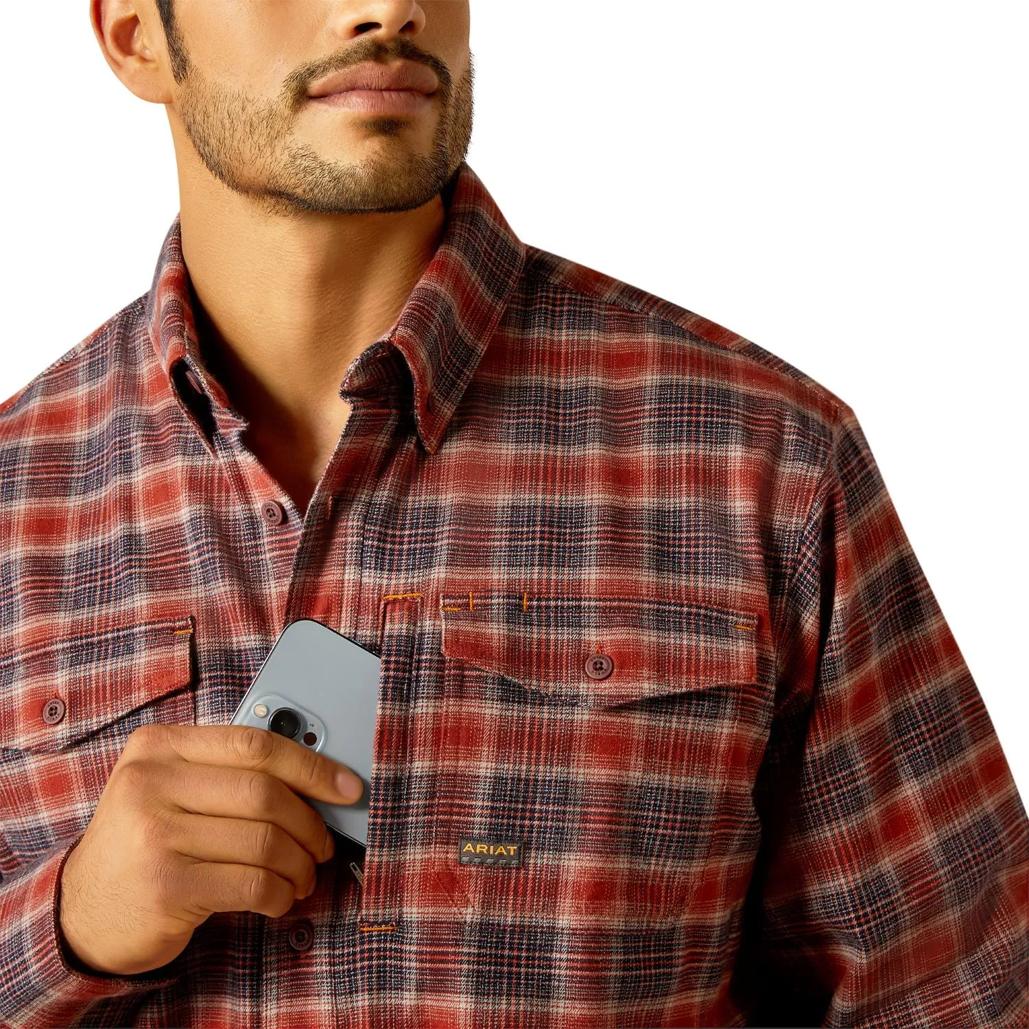 Ariat Men's Rebar Flannel DuraStretch™ Button-Down Work Shirt