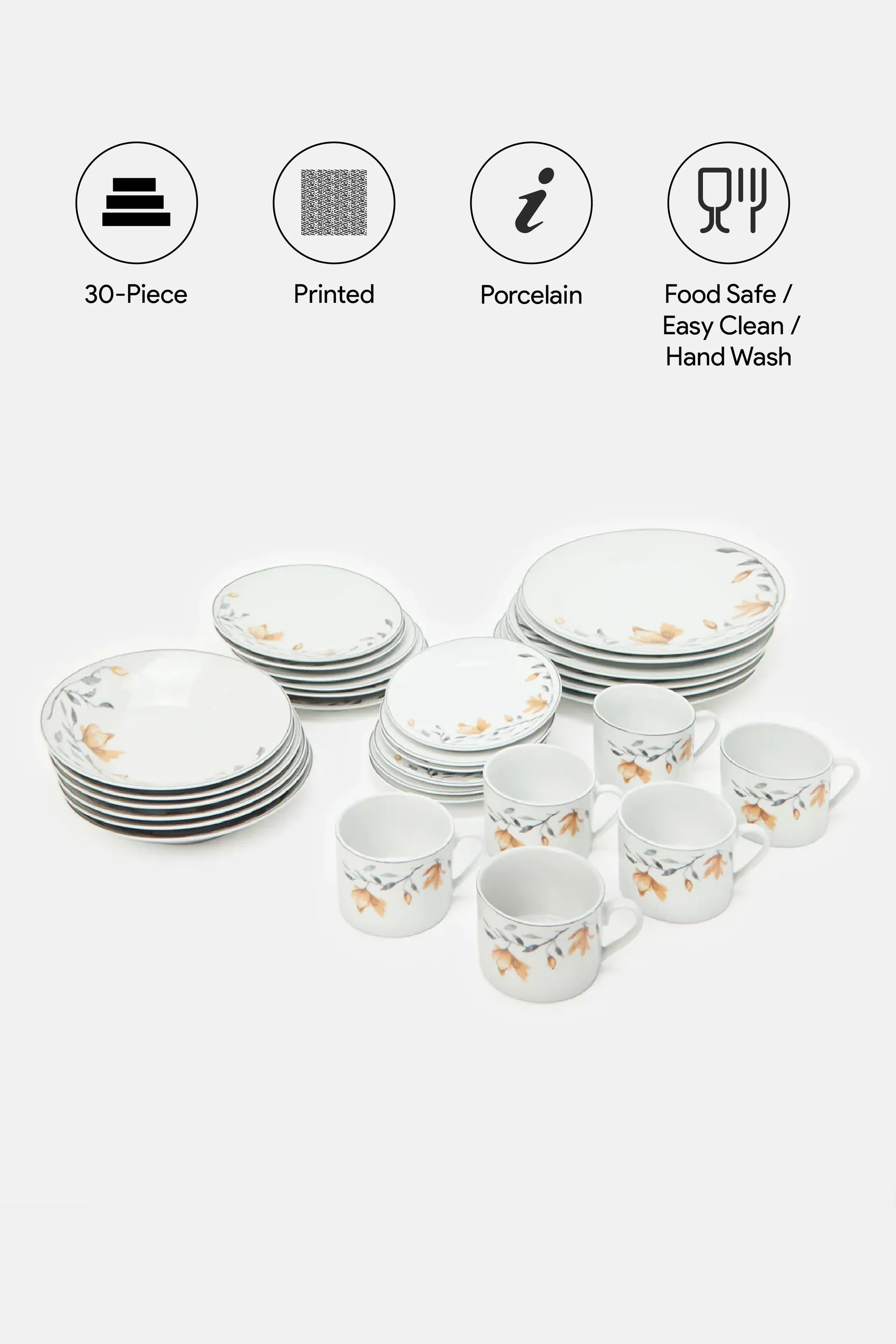 Assorted Printed Round Dinner Set (30 Piece)