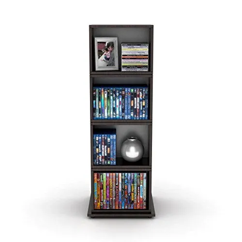 ATLANTIC 2823-5872 ROTATING CUBE 4-TIER ESPRESSO MULTIMEDIA STORAGE TOWER