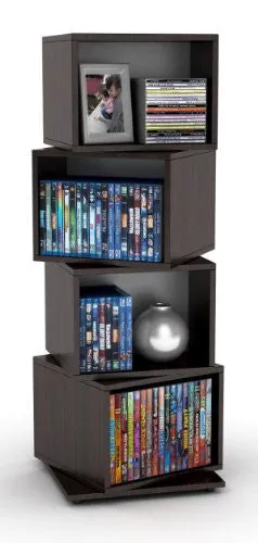 ATLANTIC 2823-5872 ROTATING CUBE 4-TIER ESPRESSO MULTIMEDIA STORAGE TOWER