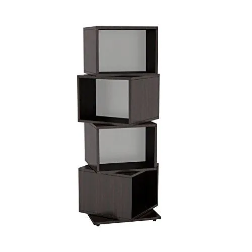 ATLANTIC 2823-5872 ROTATING CUBE 4-TIER ESPRESSO MULTIMEDIA STORAGE TOWER