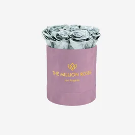 Basic Light Pink Suede Box | Silver Roses