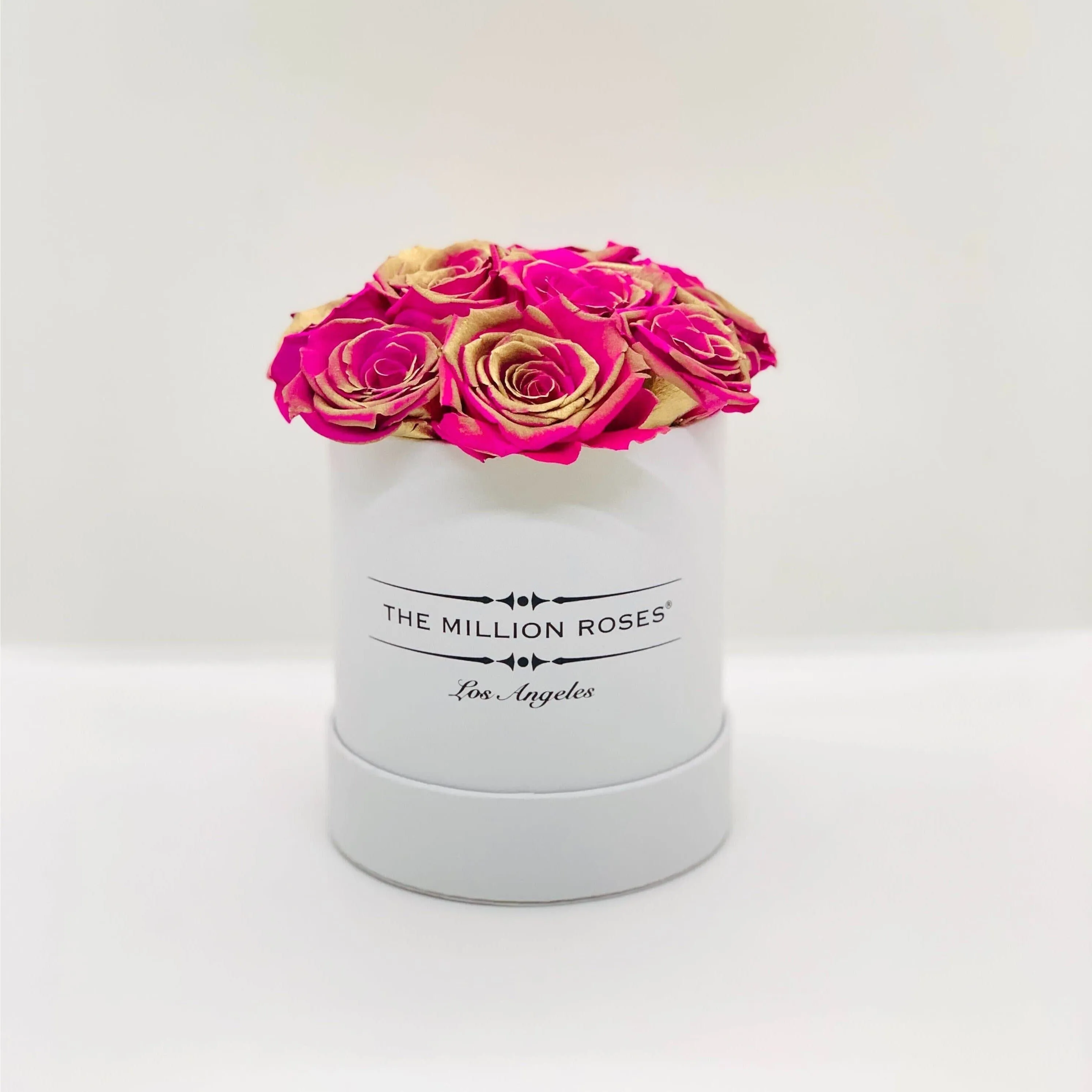 Basic White Box | Neon Pink & Gold Roses