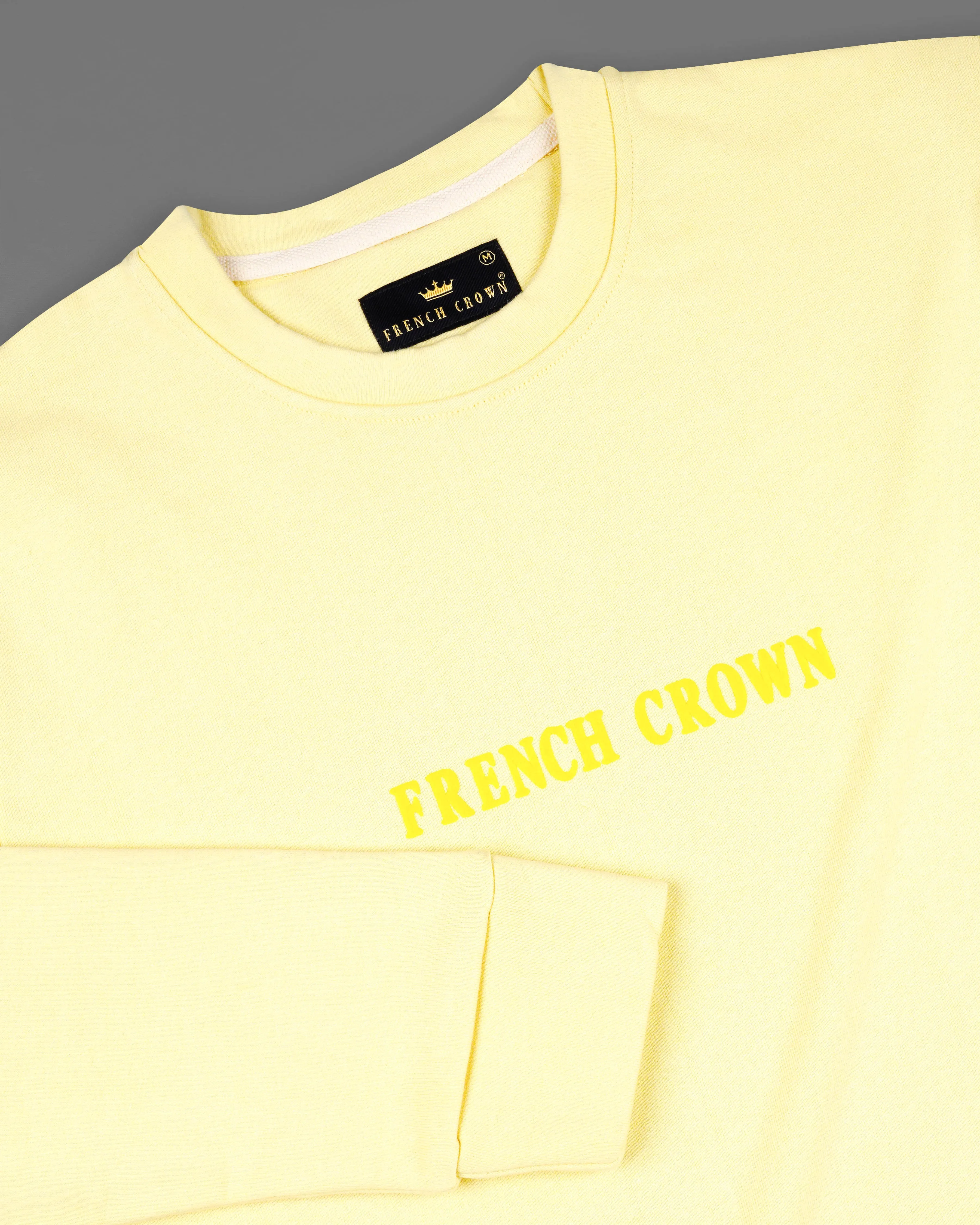 Beeswax Yellow Premium Cotton Sweatshirt with Shorts Co-ord Sets