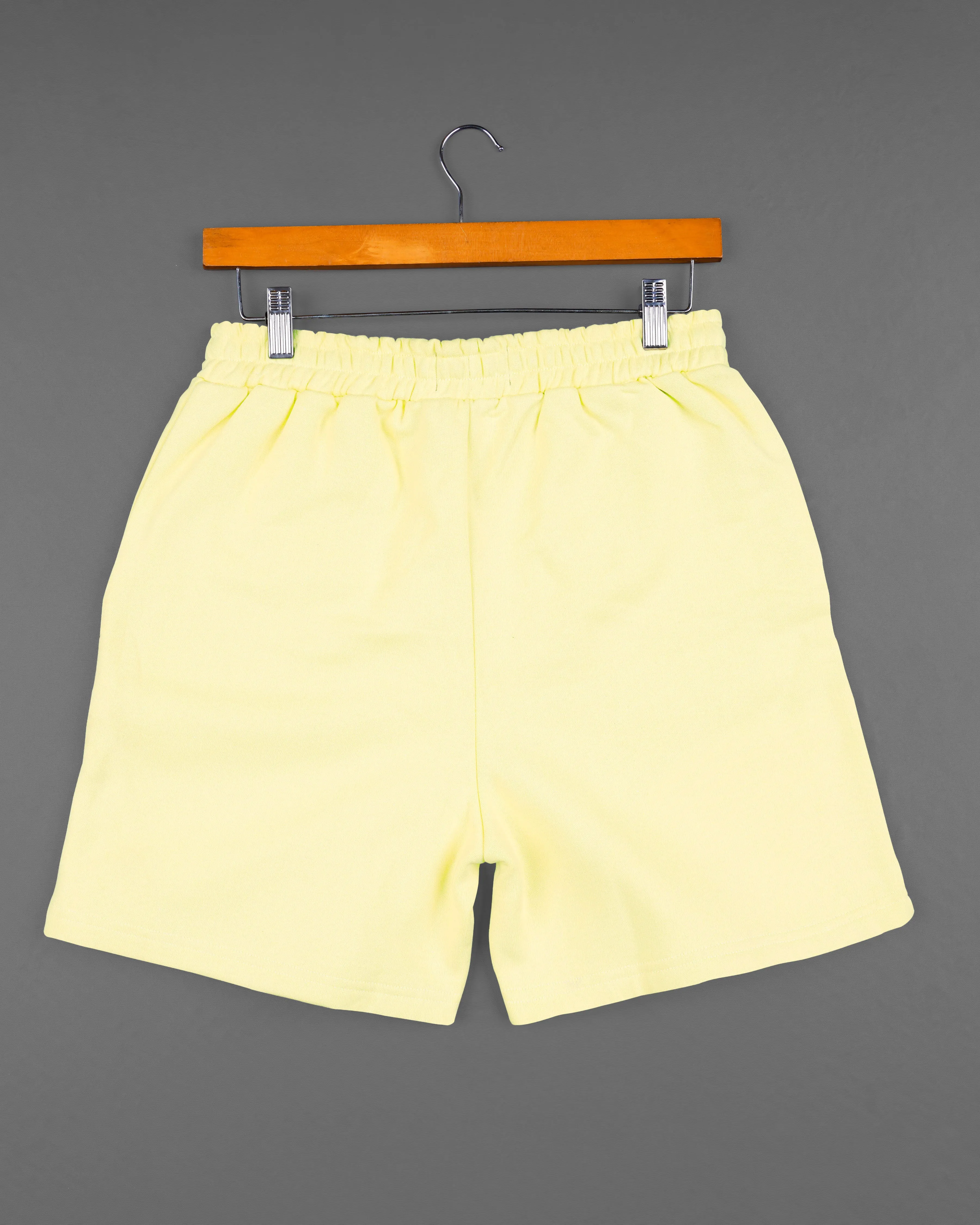 Beeswax Yellow Premium Cotton Sweatshirt with Shorts Co-ord Sets