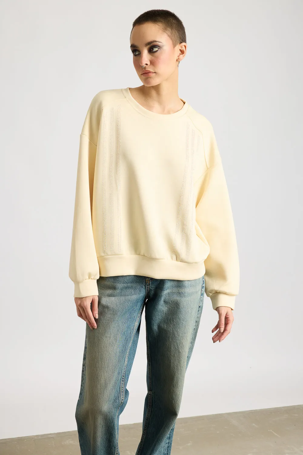 Beige Long Sleeve Sweatshirt