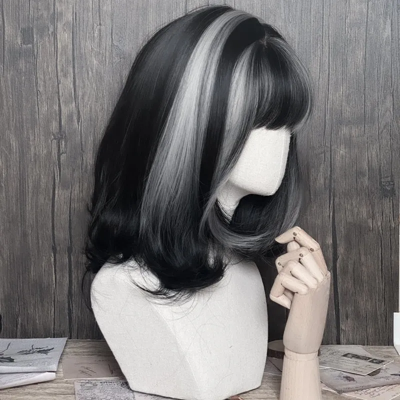 Black and silver wig KF82148