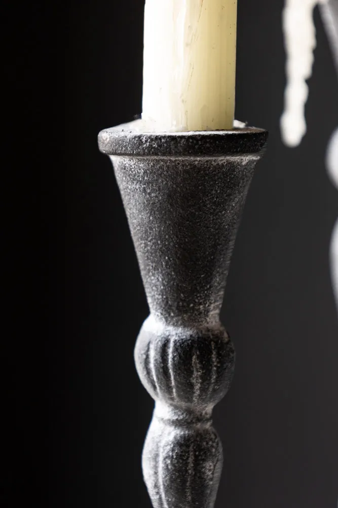 Black Antique Zinc Style Candlestick Holder - Available in Two Sizes