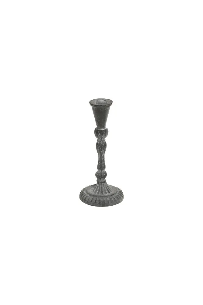 Black Antique Zinc Style Candlestick Holder - Available in Two Sizes