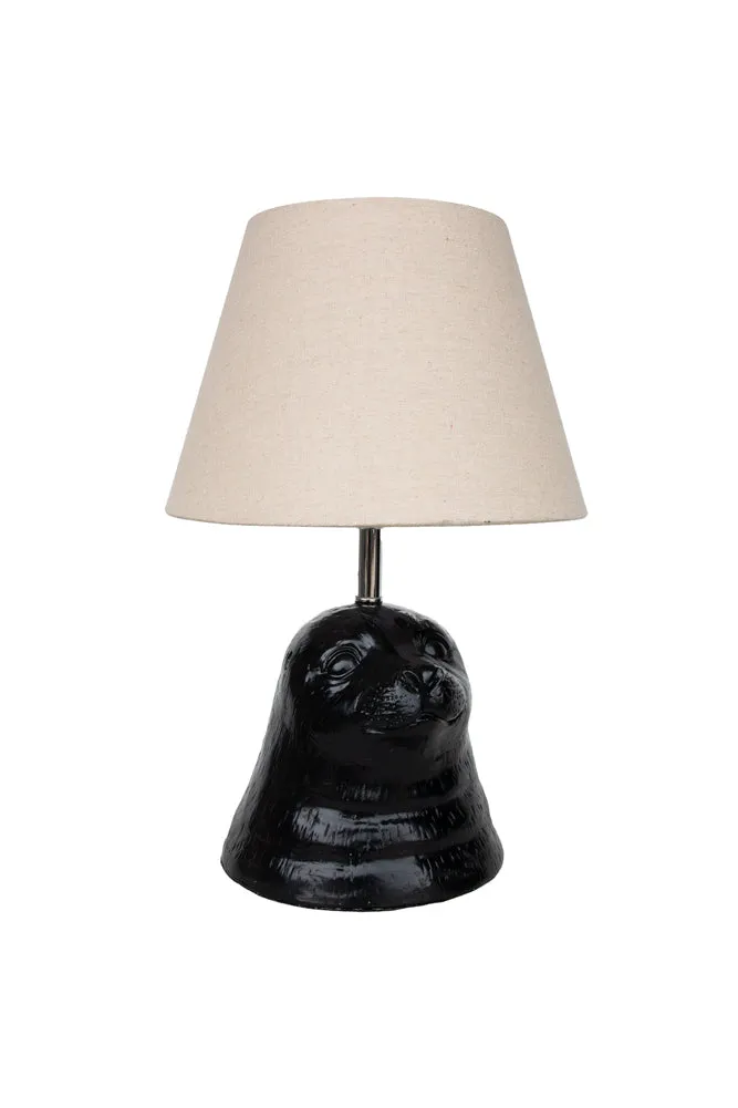 Black Seal Table Lamp With Linen Shade