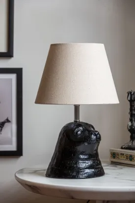 Black Seal Table Lamp With Linen Shade