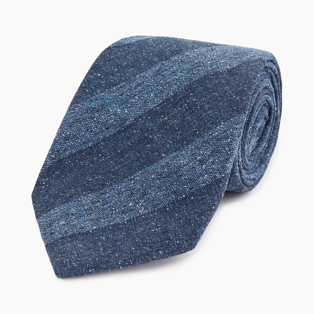 Blue Block Stripe Silk Tie