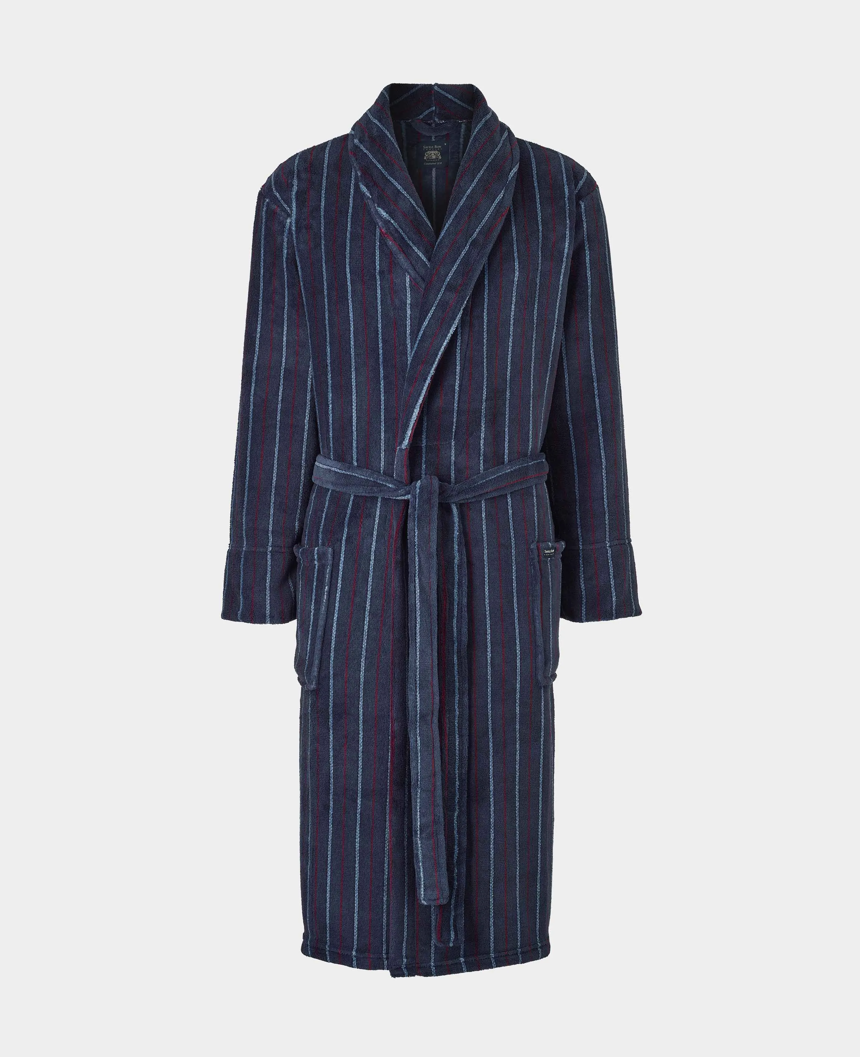 Blue Red Stripe Fleece Dressing Gown