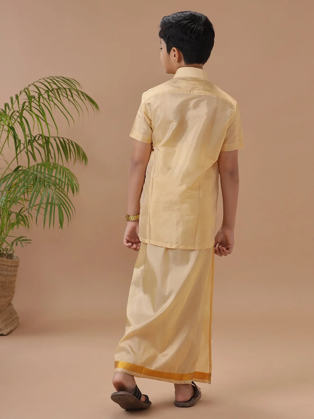 Boys Shirt & Dhoti Sets Swayamvara Gold