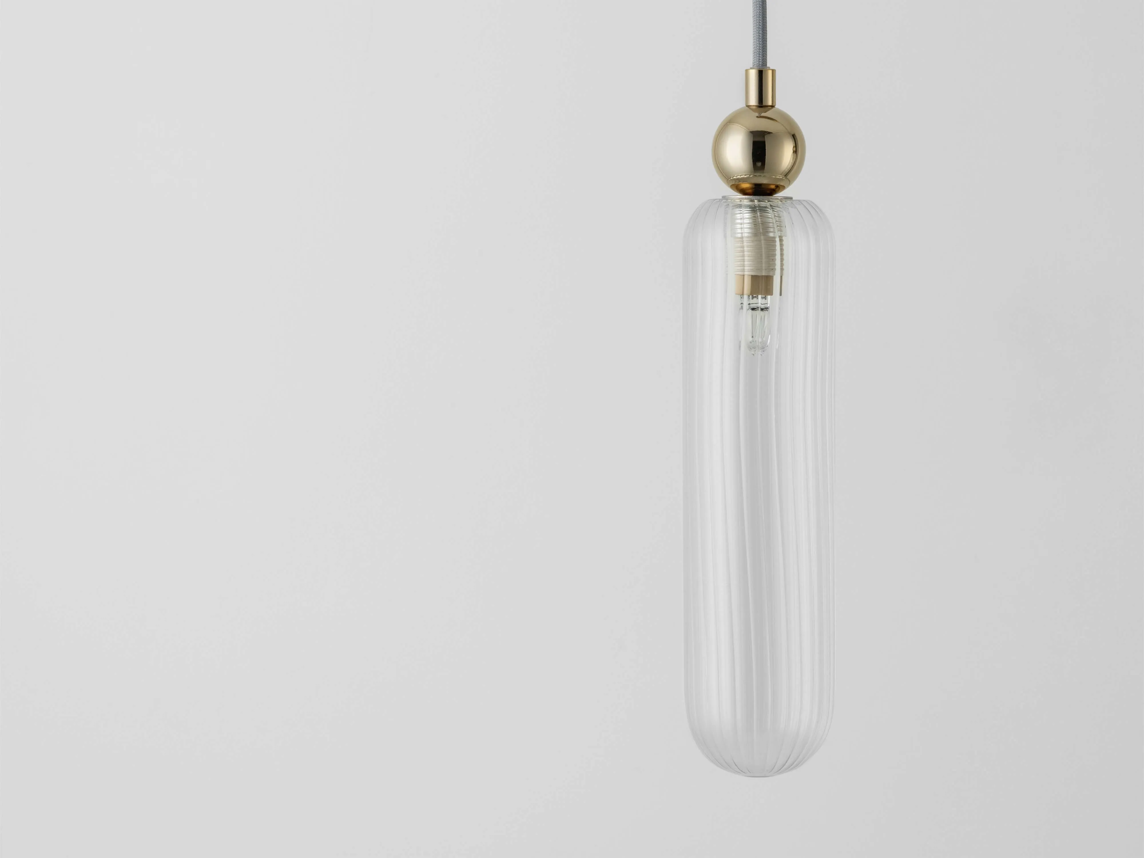 Brass ribbed glass cluster ceiling light