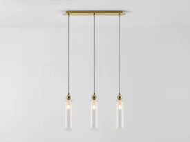 Brass ribbed glass cluster ceiling light