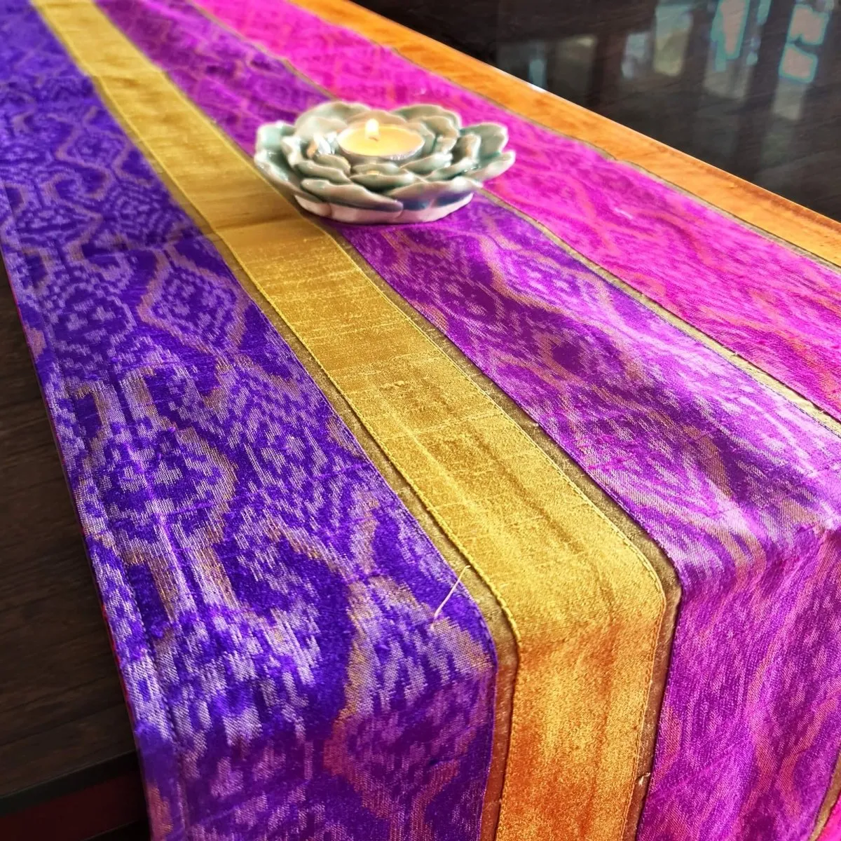 Bright-Mix Silk Ikat Table Runner