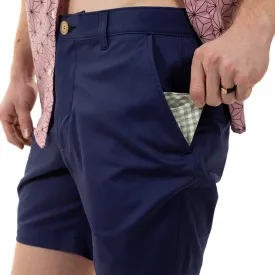 Bright Navy Blue Cotton Stretch Twill Shorts - Made in USA