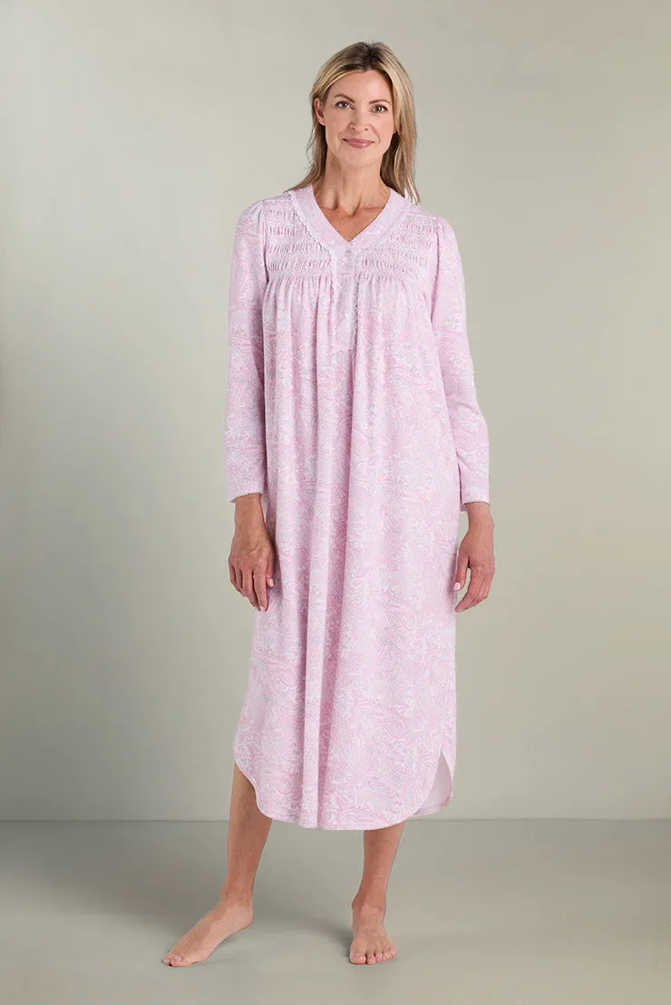 Brushed Honeycomb Long Nightgown