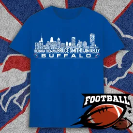 Buffalo Football Team All Time Legends Name Tee Hoodie Sweatshirt Buffalo City Skyline Tee Football Fans Gift