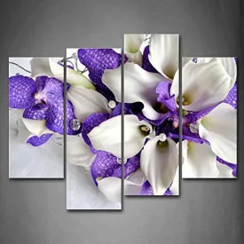 BUNCH OF FLOWERS IN WHITE AND DARK PURPLE WALL ART PAINTING PICTURES PRINT ON CANVAS FLOWER THE PICTURE FOR HOME MODERN DECORATION