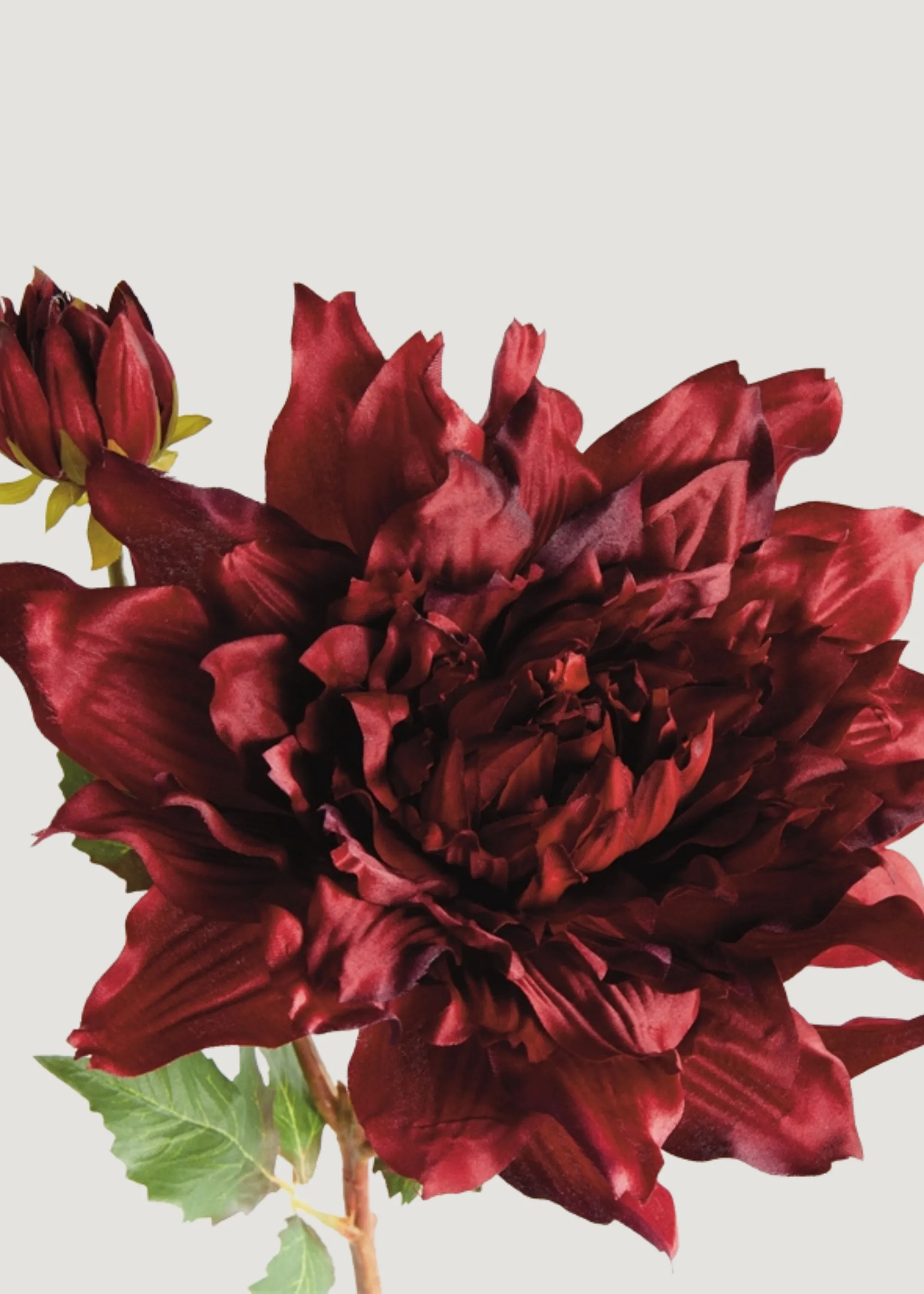 Burgundy Red Artificial Dahlia Flower - 21.5"