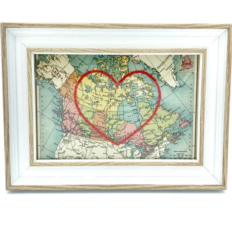 Canada Stitched Heart Map (4" x 6")