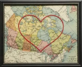 Canada Stitched Heart Map (8" x 10")